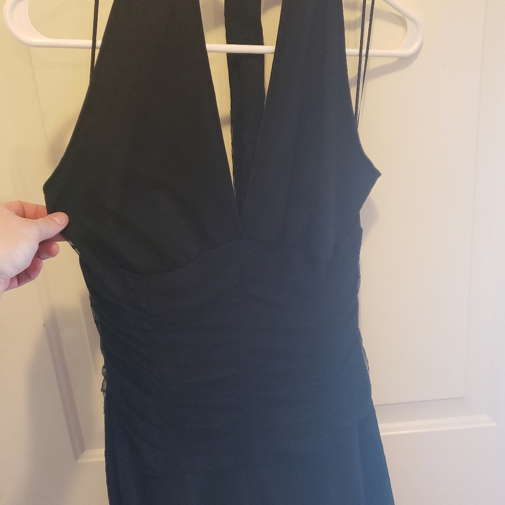 black chiffon halter dress with polka dots XL